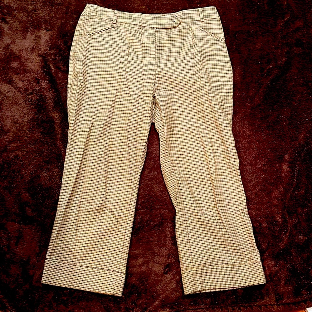 Beige and brown ankle length NY & Co slacks. Size 12